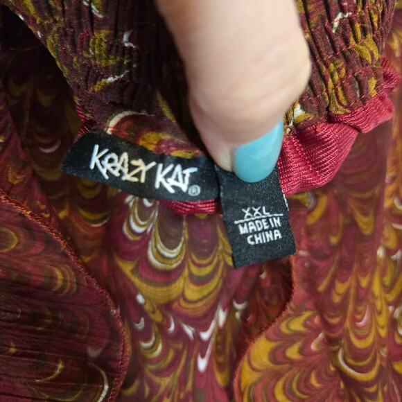 Krazy Kat Paisley Ruffle Midi Skirt Lined XXL Boho Office Career Romantic Sheer - Picture 4 of 6